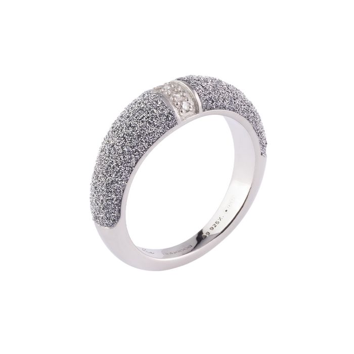 V SILVER AND DIAMOND RING