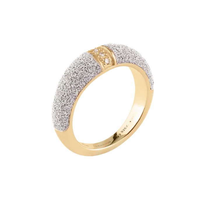 V SILVER AND DIAMOND RING