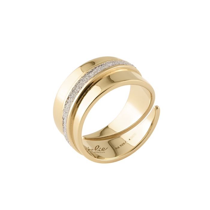 Jolie ring in silver with central flame in diamond dust