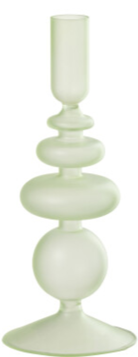 Candle Holder Matte/Transparent Glass Light Green
