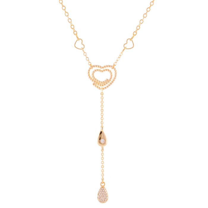 Tulipe necklace with central heart and chain with pendants