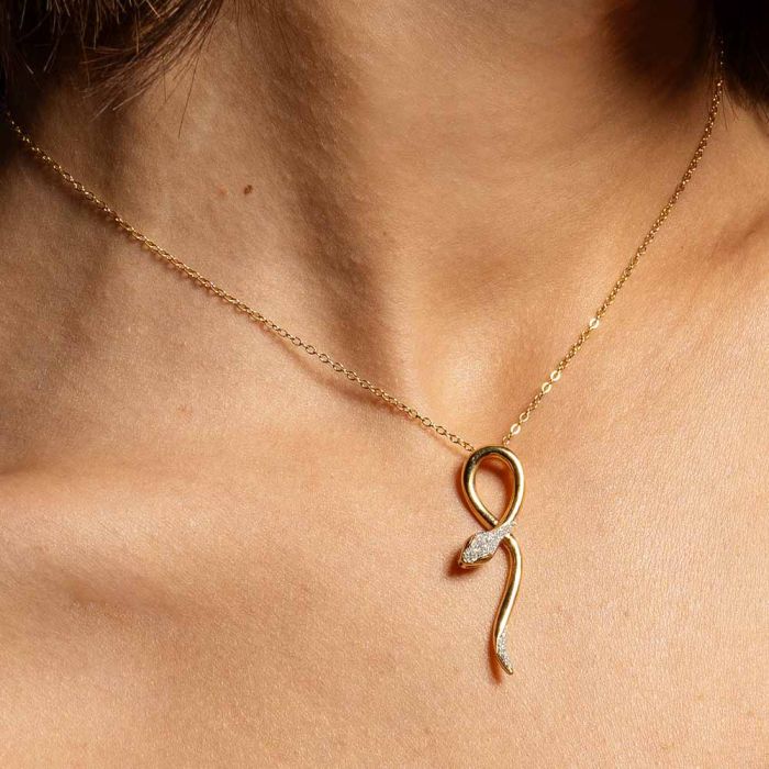 Jolie Silver Necklace with Diamond Dust Snake