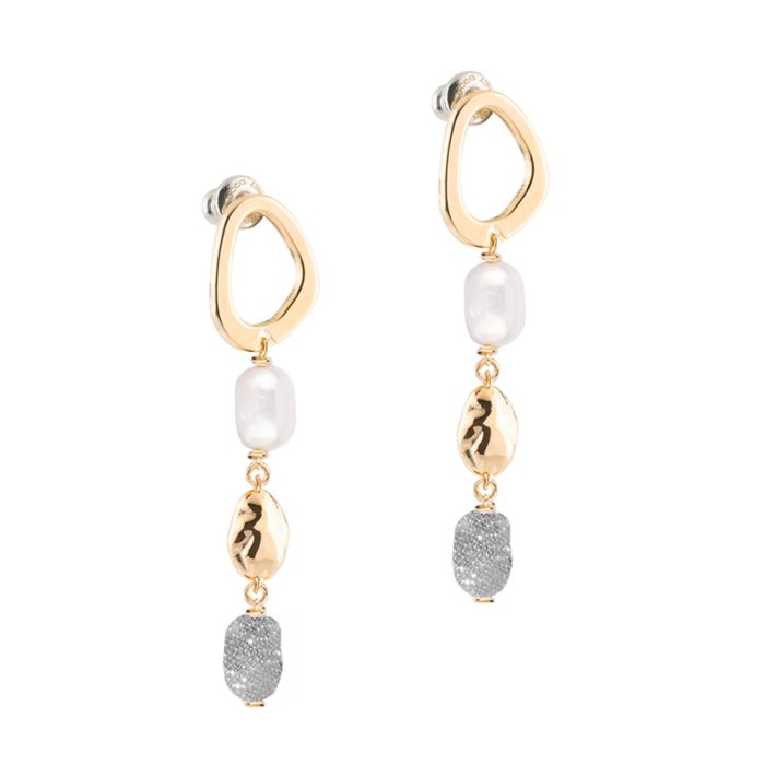 SILVER PEARL AND DIAMOND EARRINGS