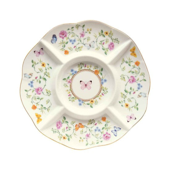 Porcelain serving platter 25.5 cm in color box DANCING BUTTERFLIES