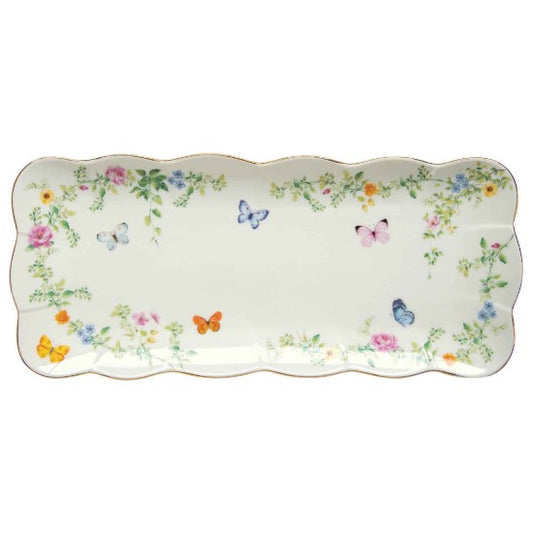 Serving platter, porcelain, 36 x 14.5 cm, "Dancing Butterflies" - Easy Life