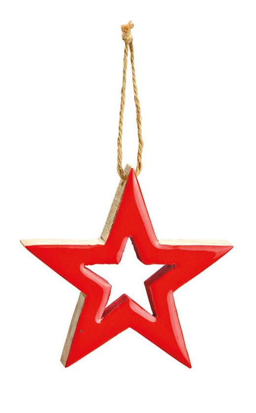 star made of mango wood red