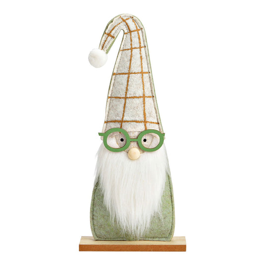 Stand gnome wooden base made of felt green