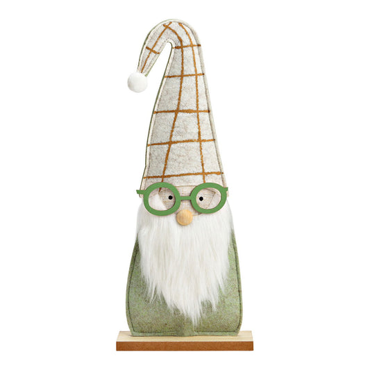 Stand gnome on wooden base made of felt