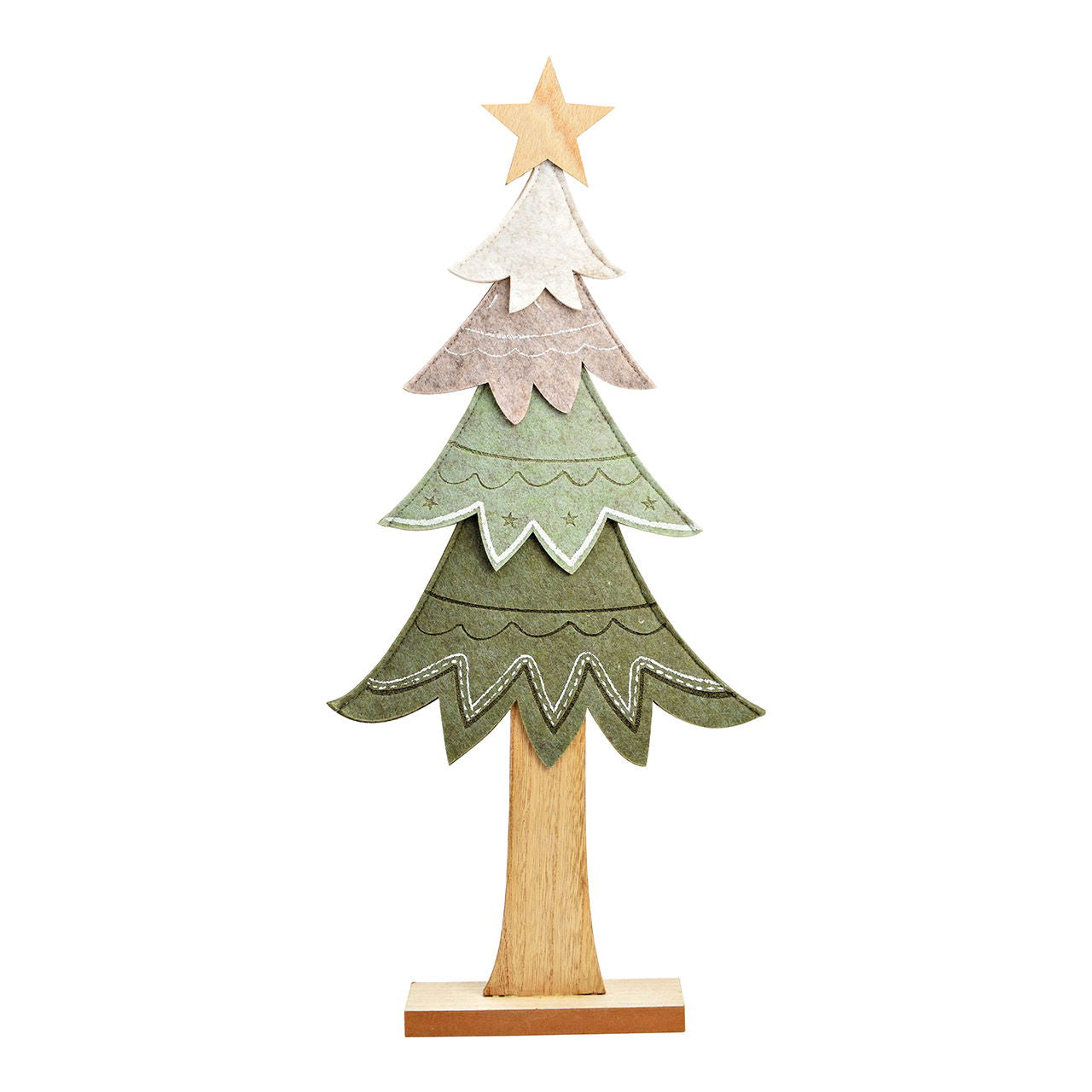 Christmas tree stand on a wooden base made of green felt