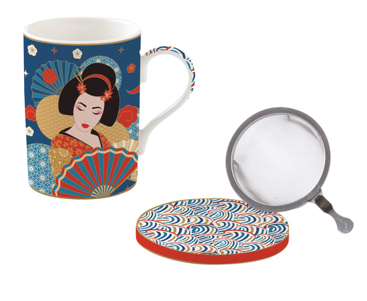 High quality Fine China mug 350 ml with lid and metal infuser TOKYO
