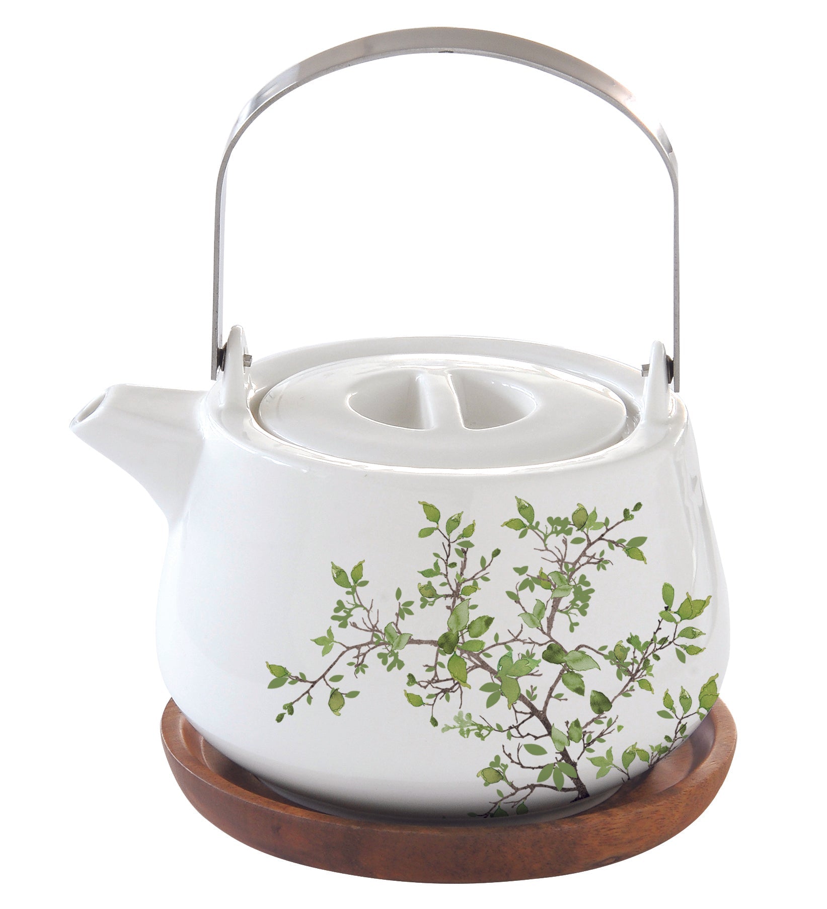 Teapot 750 ml in porc.w/acacia trivet in color box NATURA - Shukha Online Store