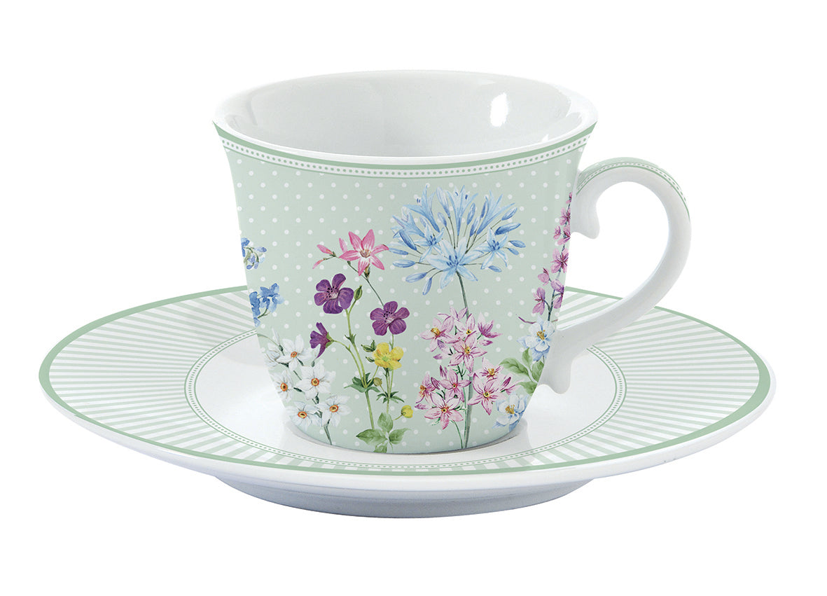 Porcelain cup & saucer 200 ml in color box FLORAISON - Shukha Online Store