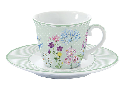 Porcelain cup & saucer 200 ml in color box FLORAISON - Shukha Online Store