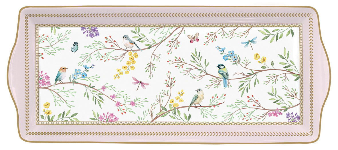 Porcelain serving platter  35x15 cm in color box BIRDS MELODY