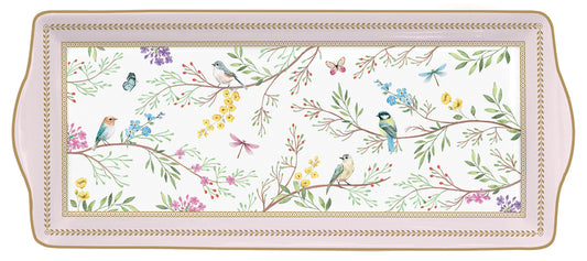 Porcelain serving platter  35x15 cm in color box BIRDS MELODY