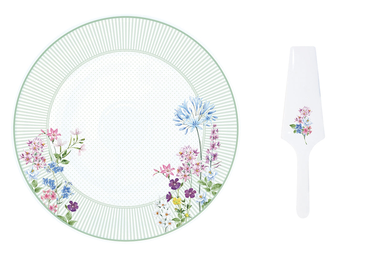 Porcelain cake serving set Ø 32 cm in color box  FLORAISON - Shukha Online Store
