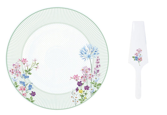Porcelain cake serving set Ø 32 cm in color box  FLORAISON - Shukha Online Store