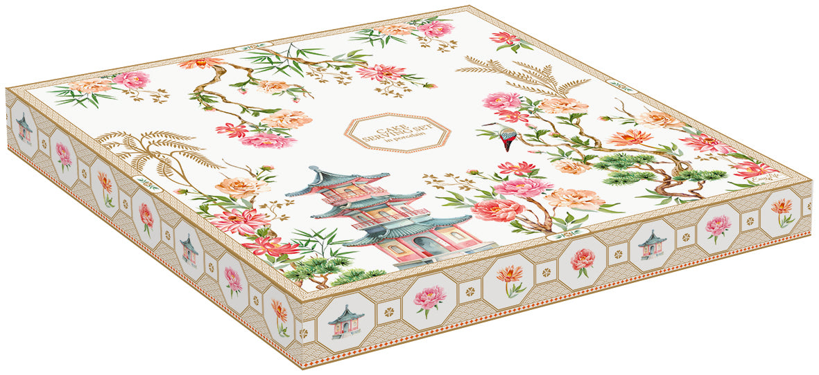 Porcelain cake serving set  Ø 32 cm in color box JARDINS D'ORIENT