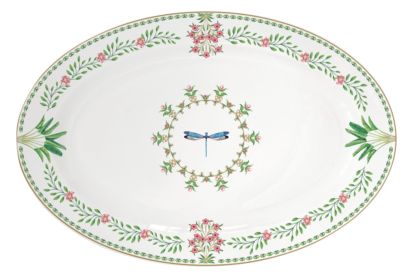 Porc.oval serving platter 35x23,5 cm in color box BOTANIC CHIC