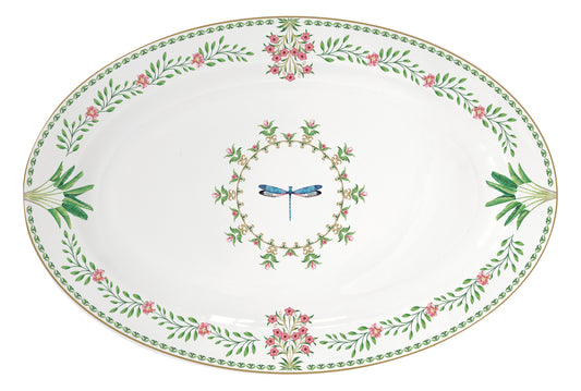Porc.oval serving platter 35x23,5 cm in color box BOTANIC CHIC