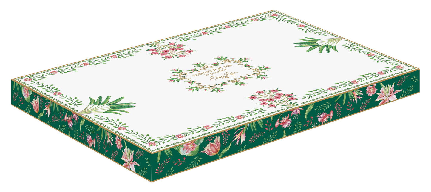 Porc.oval serving platter 35x23,5 cm in color box BOTANIC CHIC