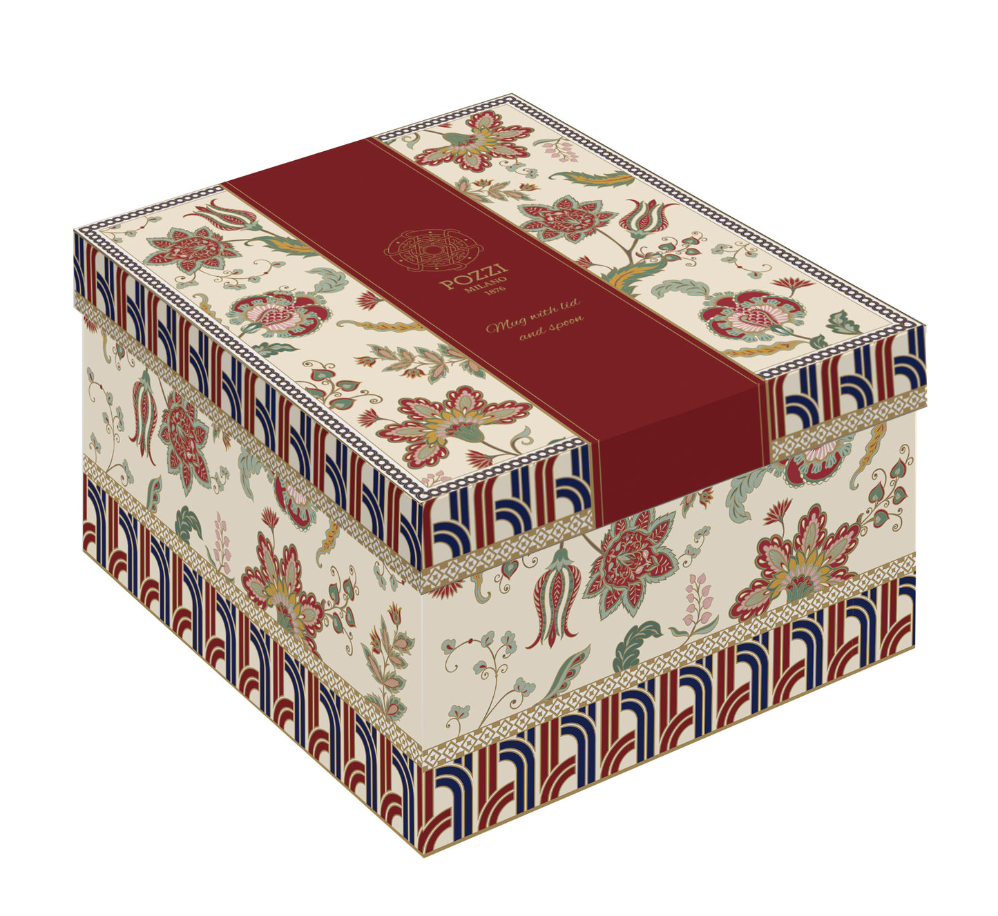 Porc.Infuser set 300 ml w/lid and spoon in gift box PAISLEY BEIGE