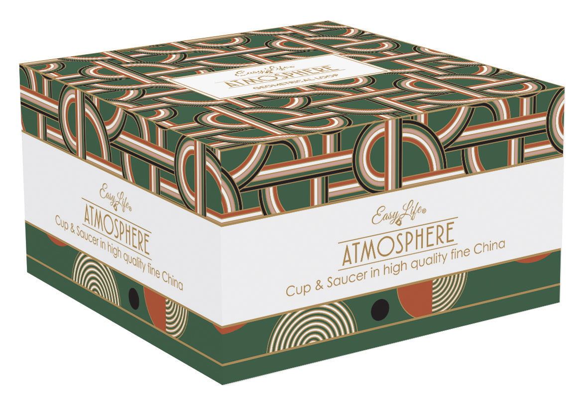 High qualiy Fine China breakfast cup & saucer in color box GEOMETRICAL LO - Shukha Online Store