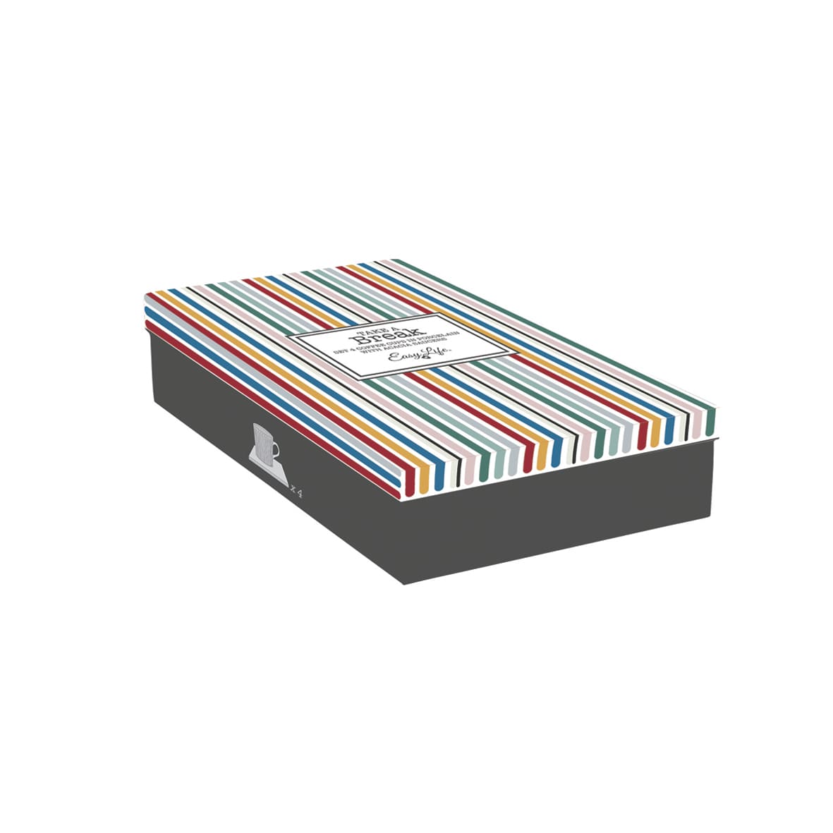 Set 4 porcelain coffee cups 110 ml & acacia saucers in gift box TAKE A BREAK