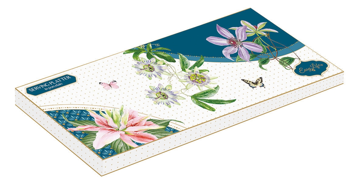 Porcelain serving platter 36x16 cm in color box VOYAGE TROPICAL - Shukha Online Store