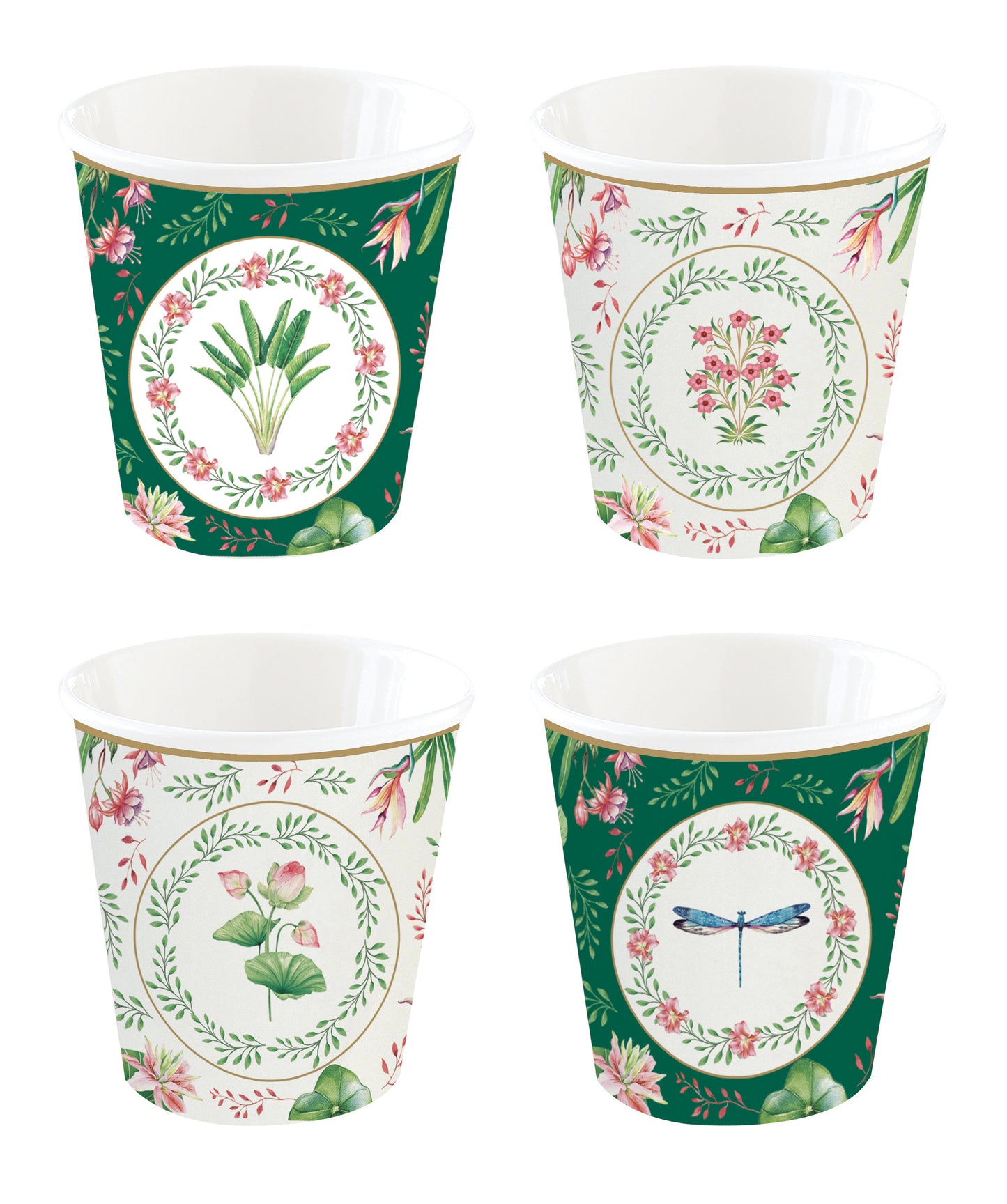 Set 4 porcelain coffee cups 100 ml in gift box BOTANIC CHIC