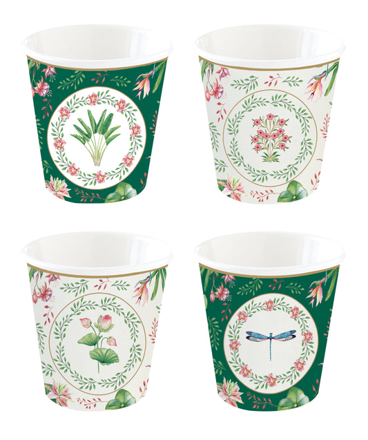 Set 4 porcelain coffee cups 100 ml in gift box BOTANIC CHIC