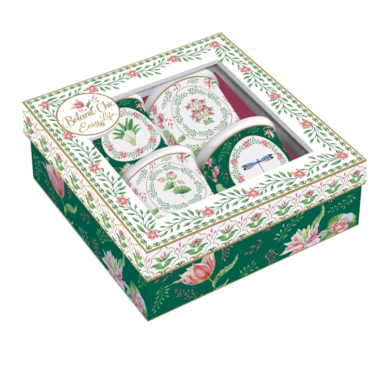 Set 4 porcelain coffee cups 100 ml in gift box BOTANIC CHIC