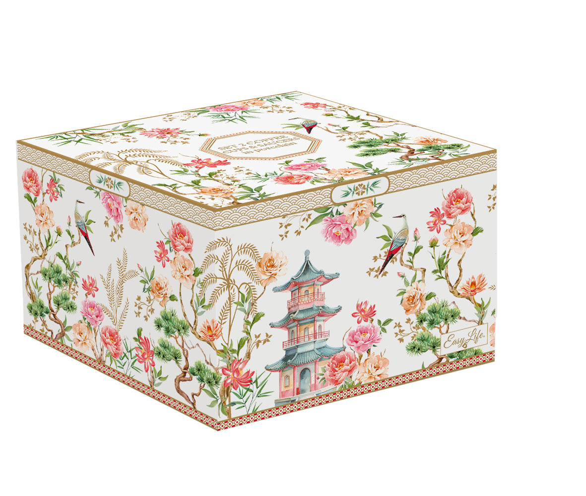 Set 2 porcelain coffee cups & saucers 80 ml in color box JARDINS D'ORIENT