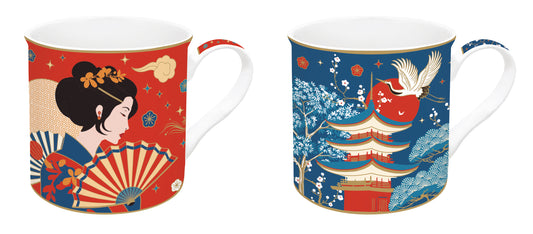 Set 2 high quality fine China mugs 300 ml TOKYO