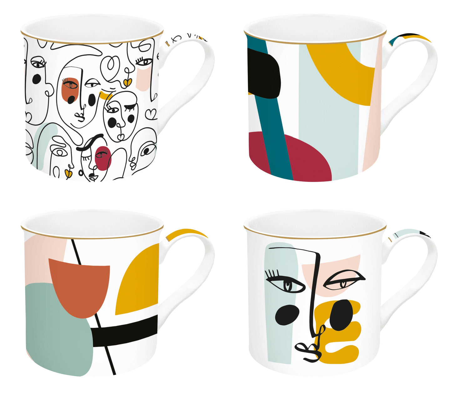 A set of 4 fine china mugs - Shukha Online Store