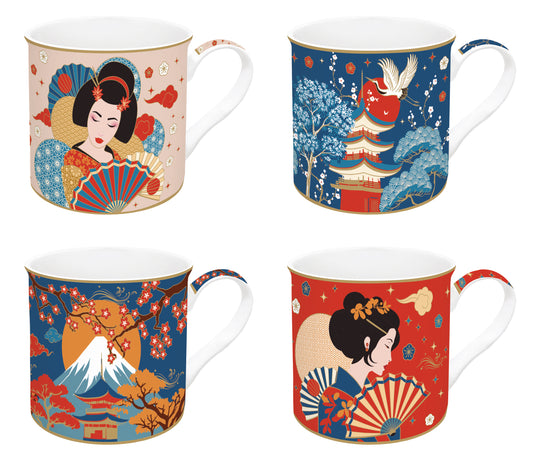 Set 4 high quality fine China mugs 300 ml TOKYO