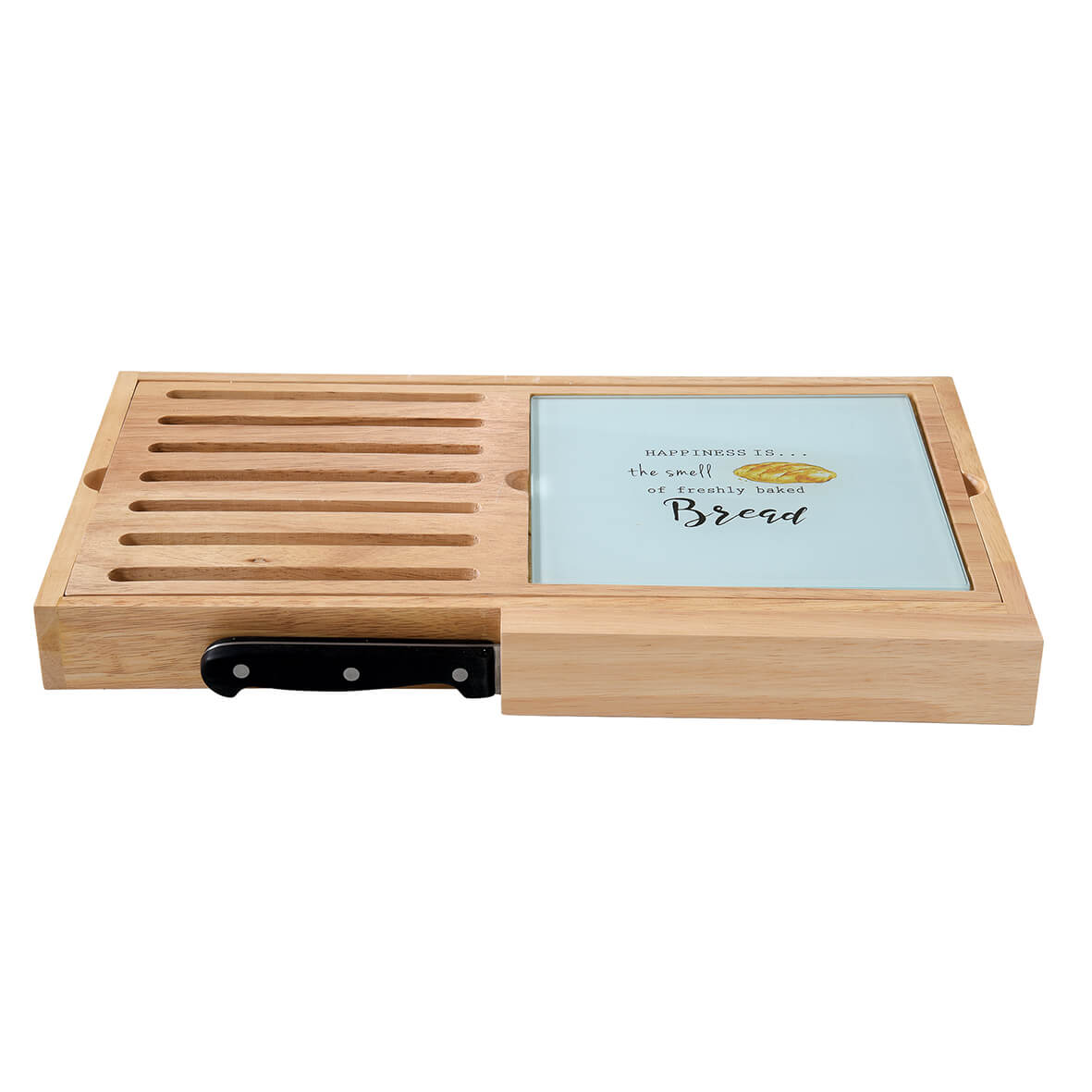 Bread bamboo board 40×24 with glass board and knife KITCHEN ELEMENTS