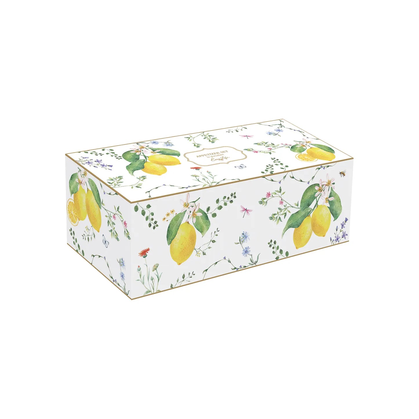 Apertif set in porcelain 29 x 13 cm FLEURS ET CITRONS