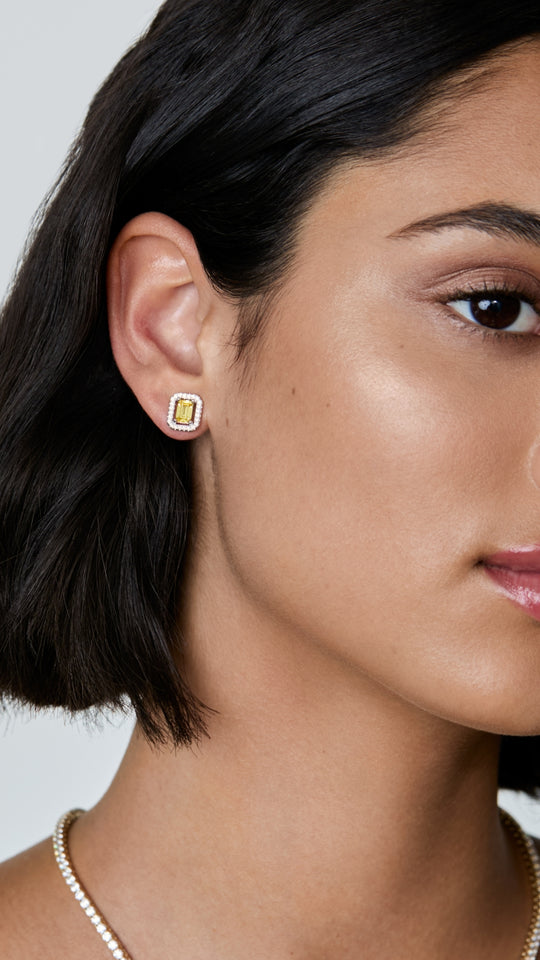 Eton Stud Earrings Yellow Sterling Silver