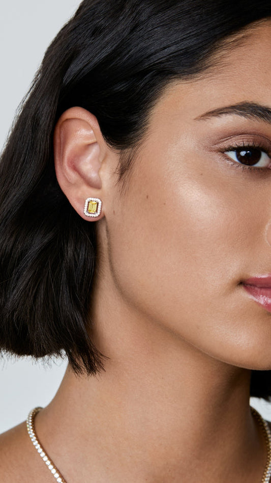 Eton Stud Earrings Yellow Sterling Silver