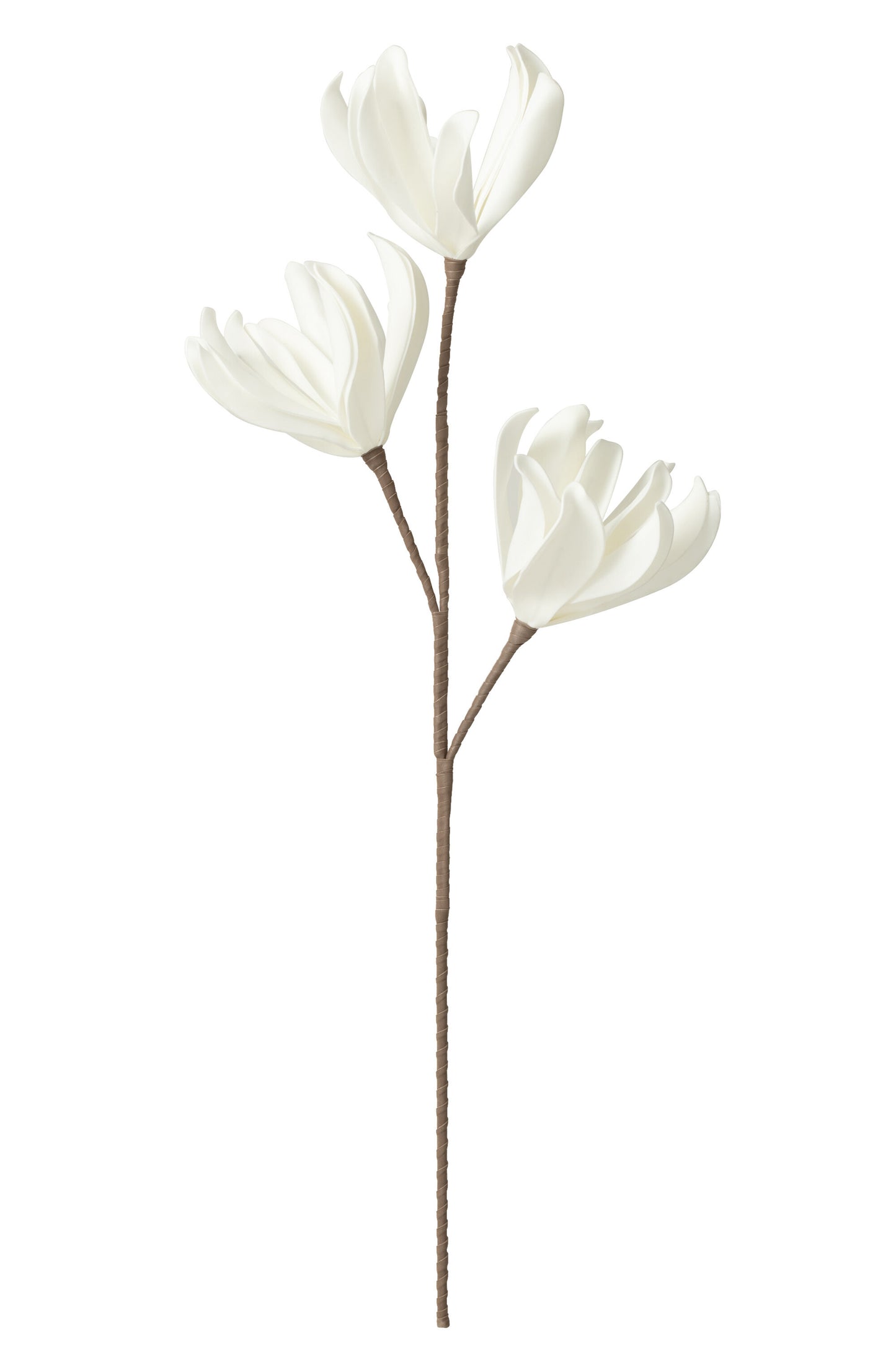 Flower Branch Short Leaves 3 Heads Eva White