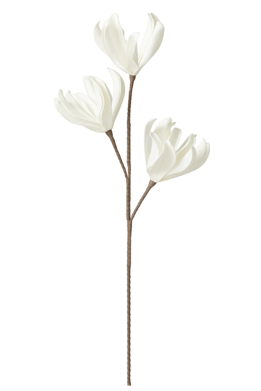 Flower Branch Short Leaves 3 Heads Eva White