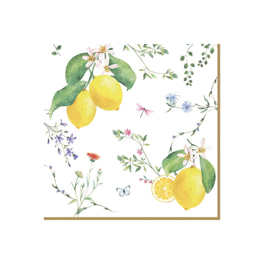 Pack of 20 paper napkins 3-ply 33 x 33 cm FLEURS ET CITRONS