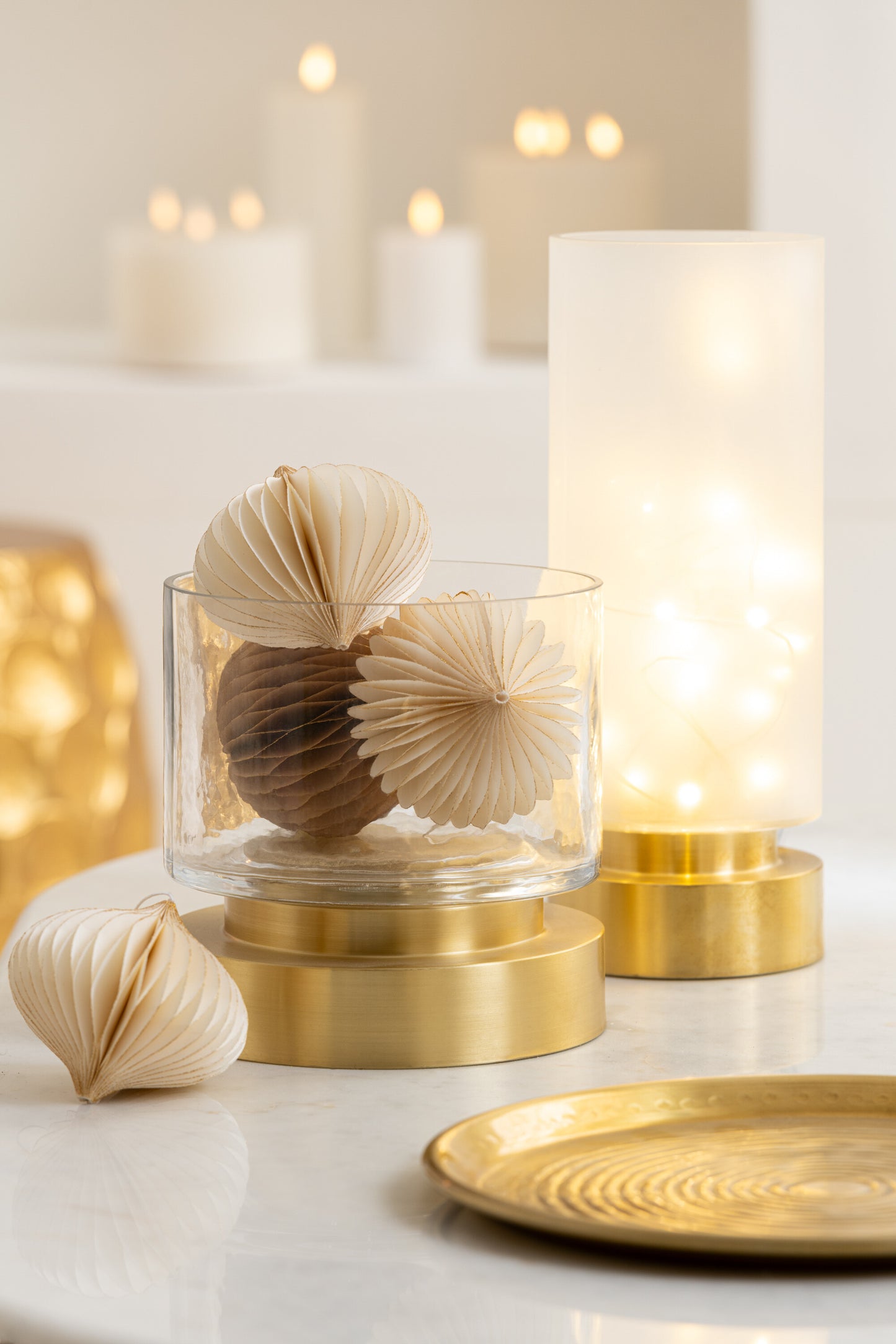 Candleholder/Vase Pia Glass/Copper Transparent/Gold Small Assortment Of 2