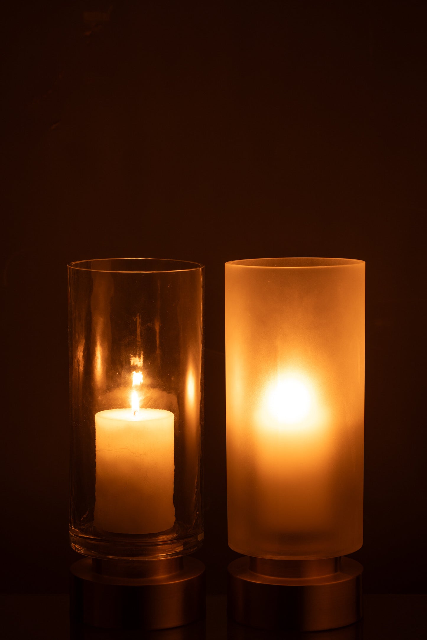 Candleholder/Vase Pia Glass/Copper Transparent/Gold Medium Assortment Of 2