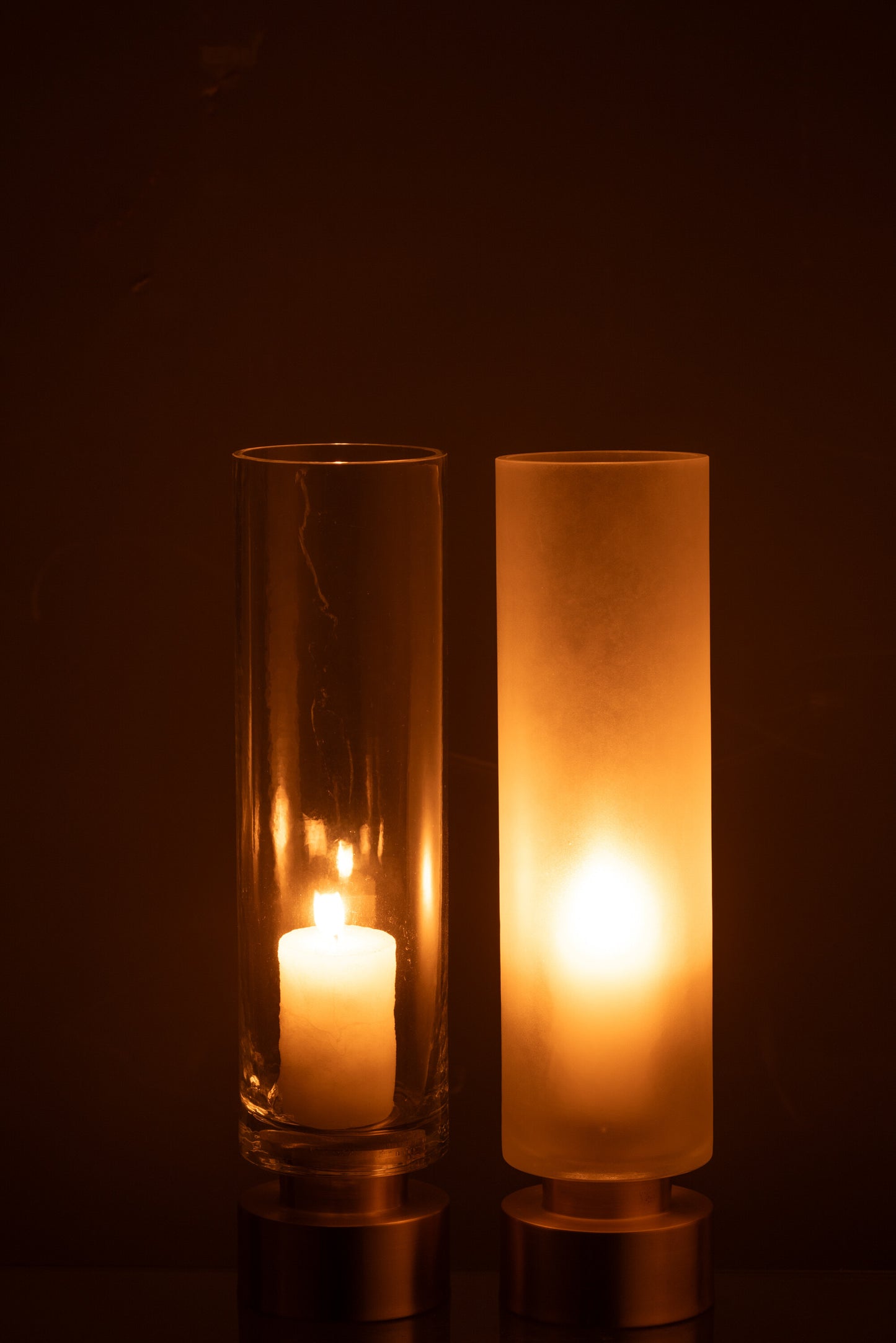 Candleholder/Vase Pia Glass/Copper Transparent/Gold Large Assortment Of 2