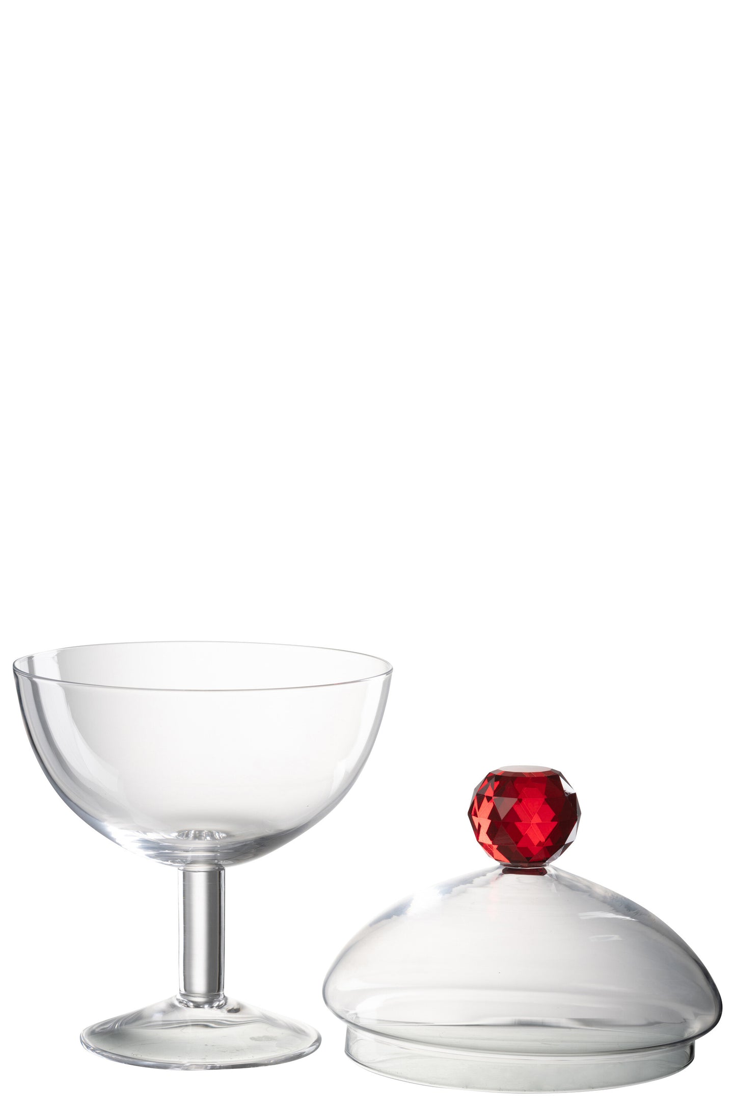 Storage Jar Diamond Crystal Glass Transparent/Red Large