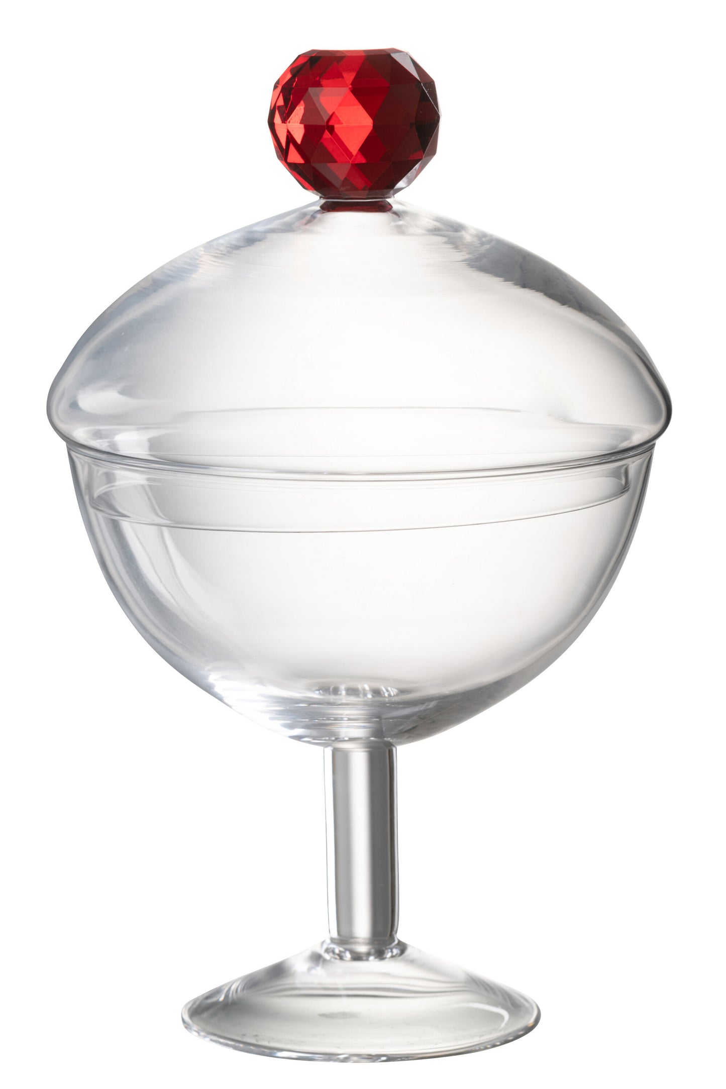 Storage Jar Diamond Crystal Glass Transparent/Red Large