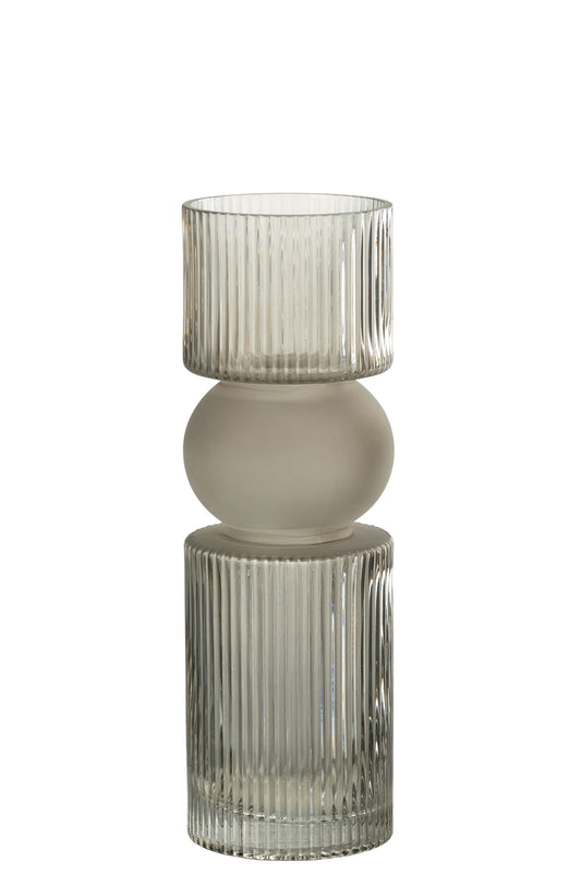 Vase/Candle Holder Candy Glass Grey Medium