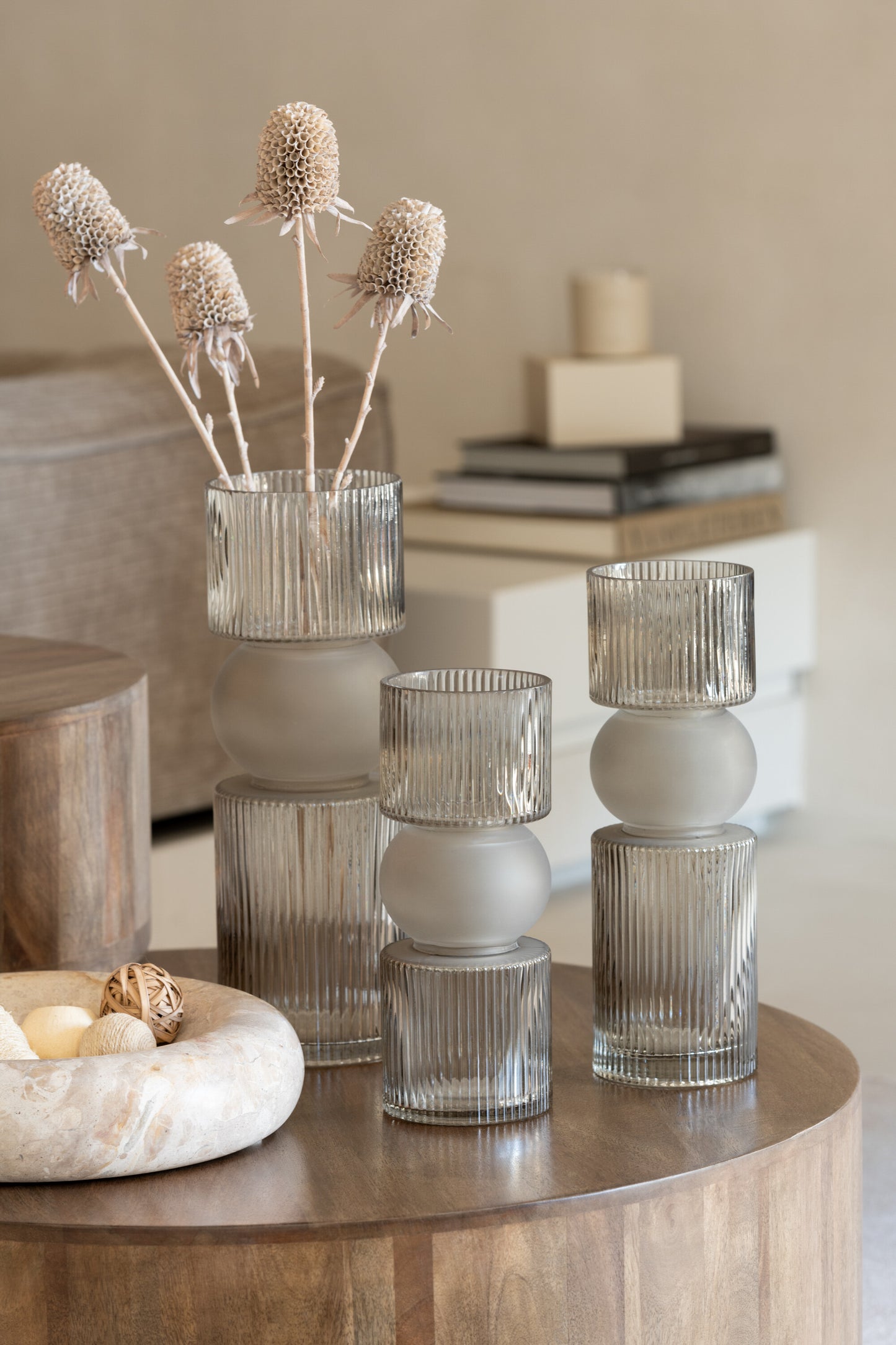 Vase/Candle Holder Candy Glass Grey Large